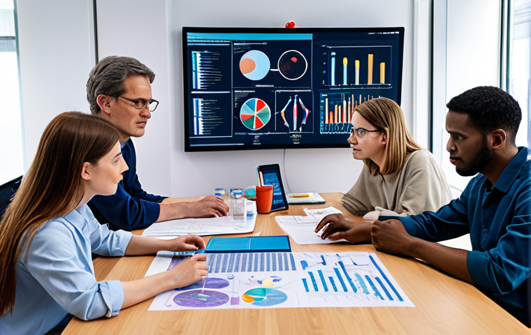 **

A diverse group of researchers from different fields (medicine, engineering, environmental science, social science) collaborating around a table covered with data, charts, and diagrams. Include AI interfaces displaying complex data analysis in the background. The setting is a modern, brightly lit research lab. The overall mood should convey innovation and problem-solving.

**